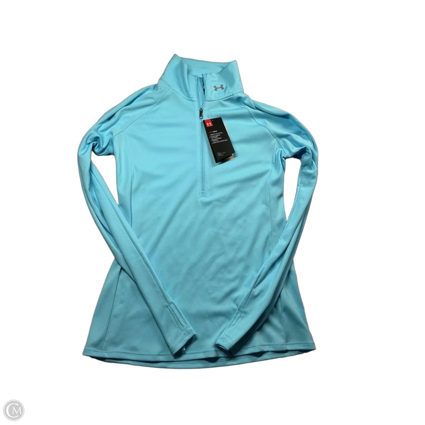 Athletic Top Long Sleeve Collar By Under Armour In Blue, Size: S