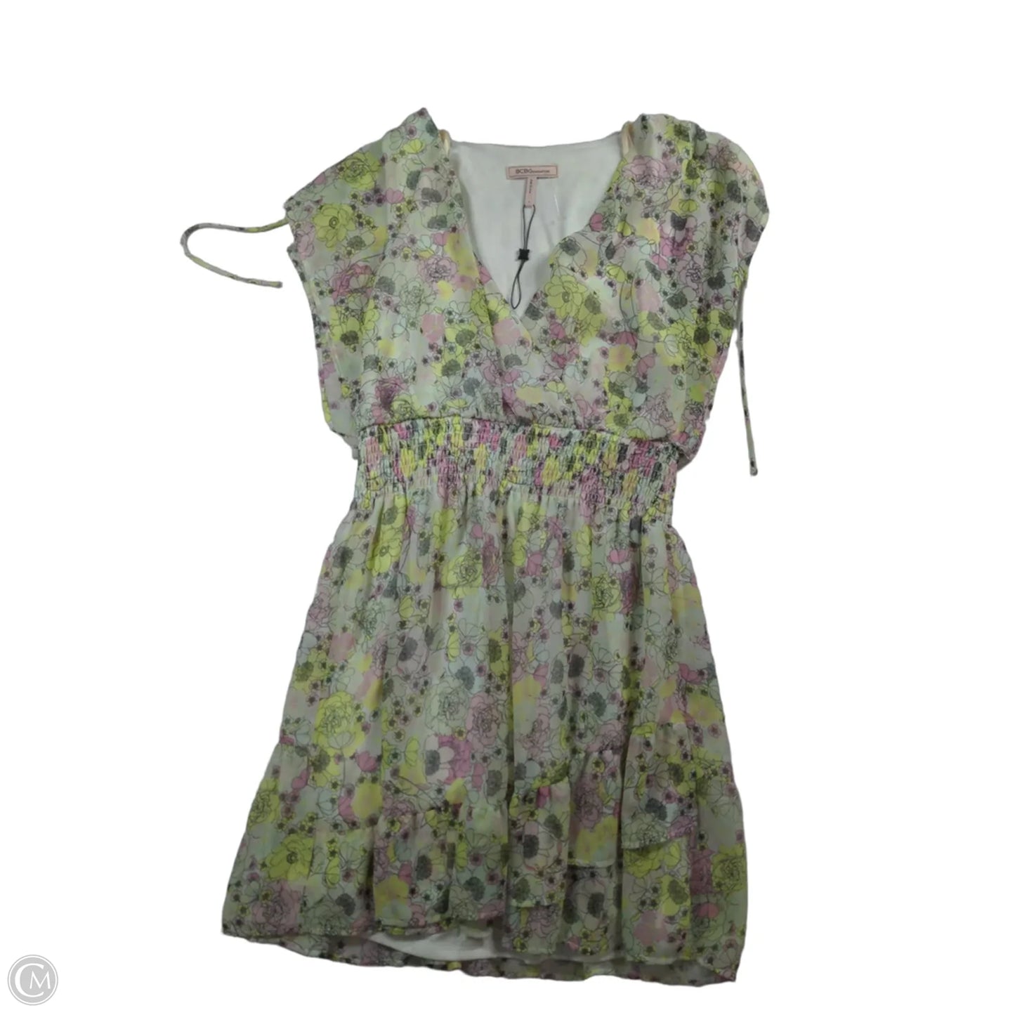 Dress Casual Short By Bcbg In Green & Pink, Size: L