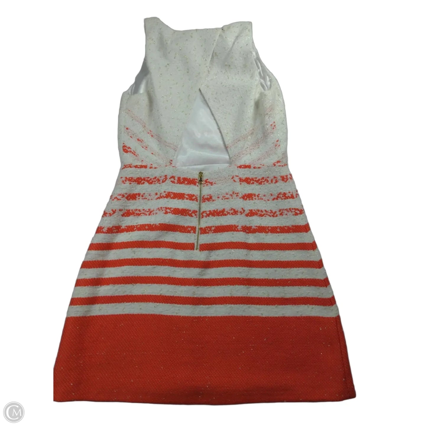 Dress Designer By Milly In Orange & White, Size: 8