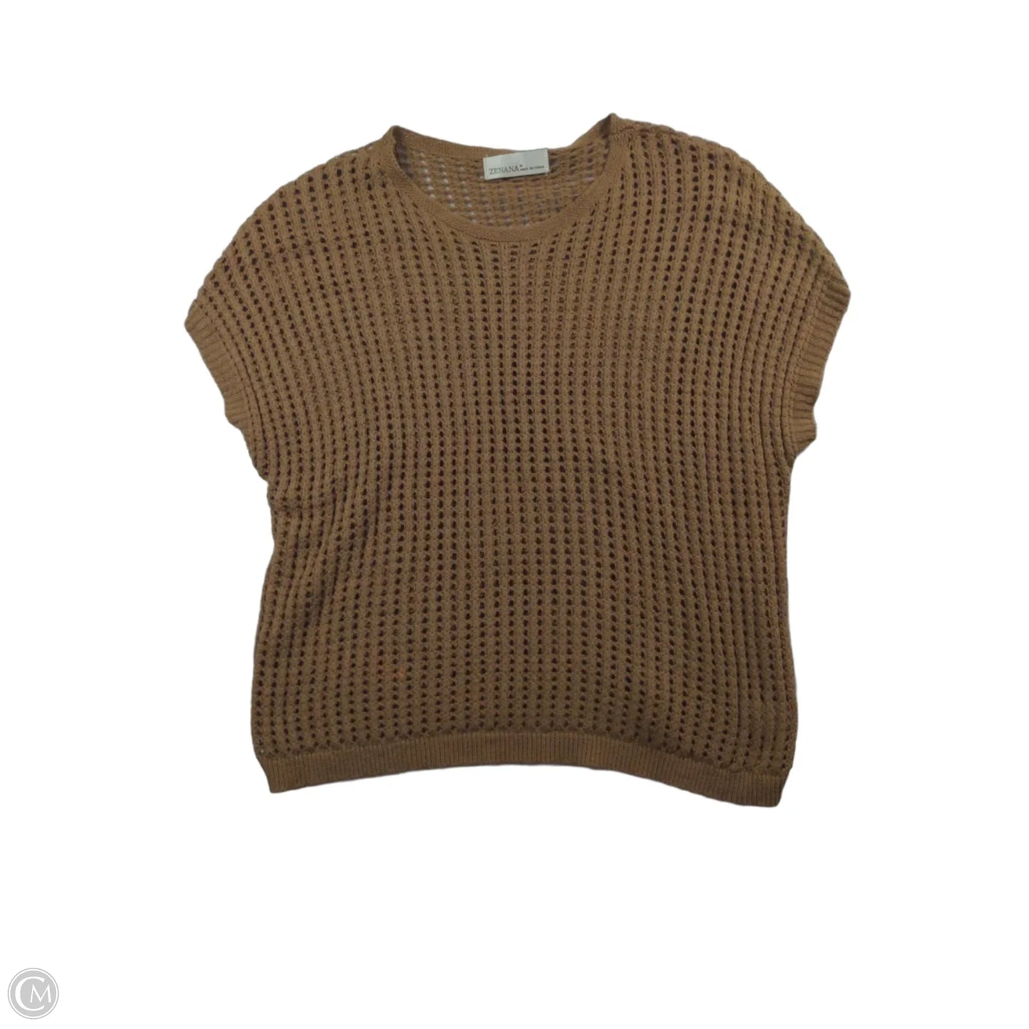 Sweater Short Sleeve By Zenana In Brown, Size: M