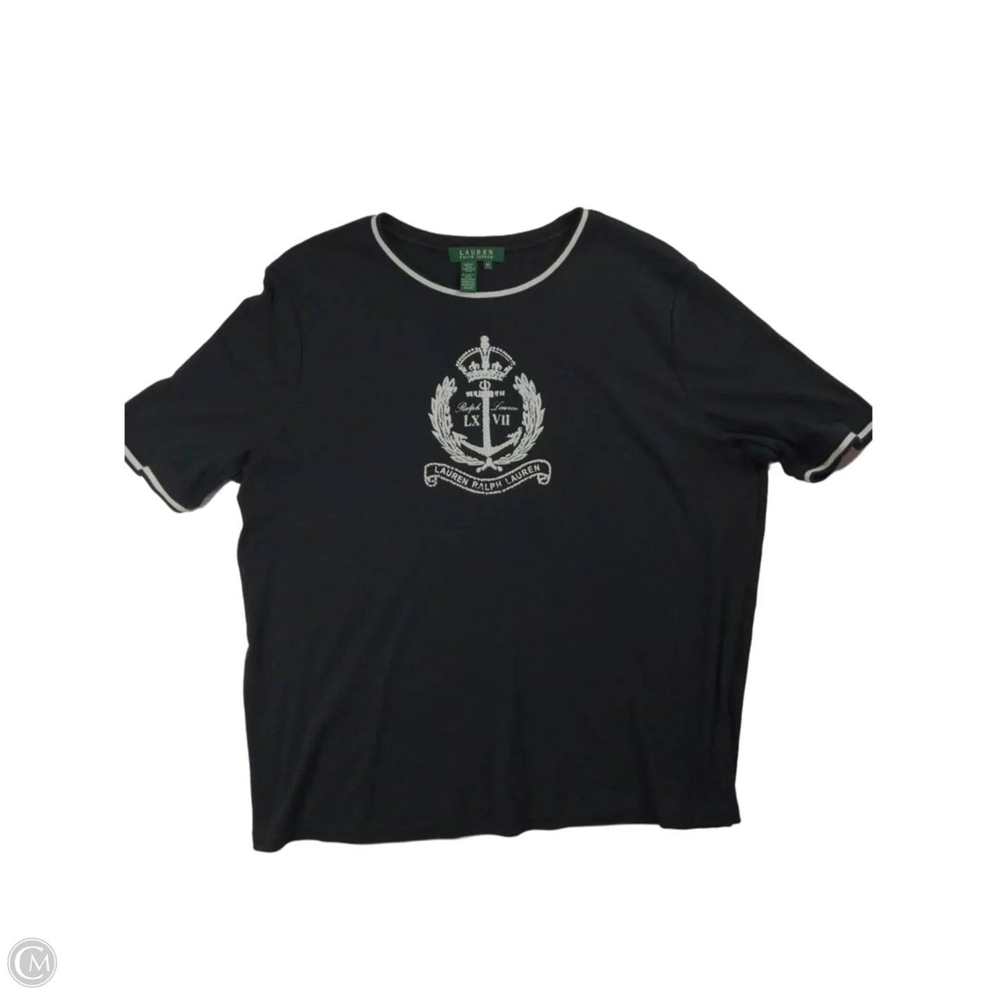 Top Short Sleeve By Ralph Lauren In Black & White, Size: 1x