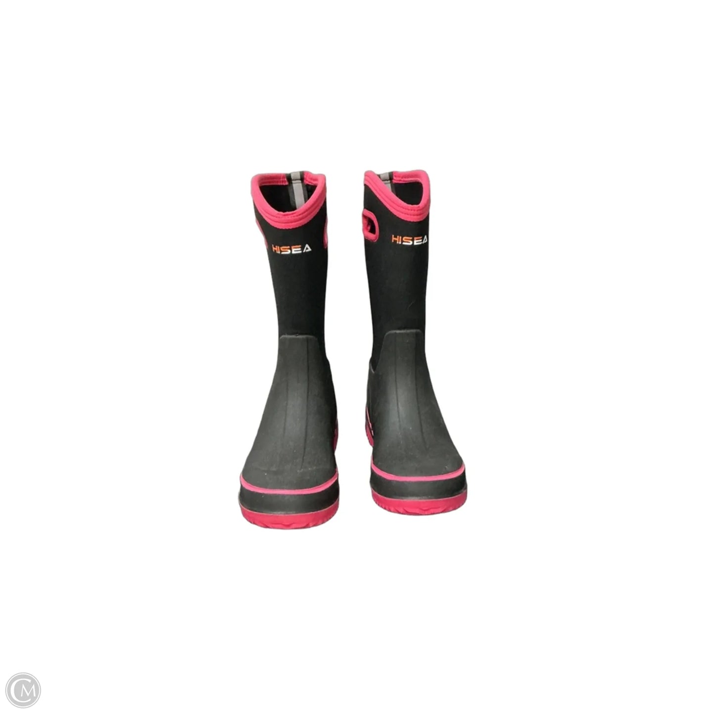 Boots Rain By Clothes Mentor In Black & Pink, Size: 6