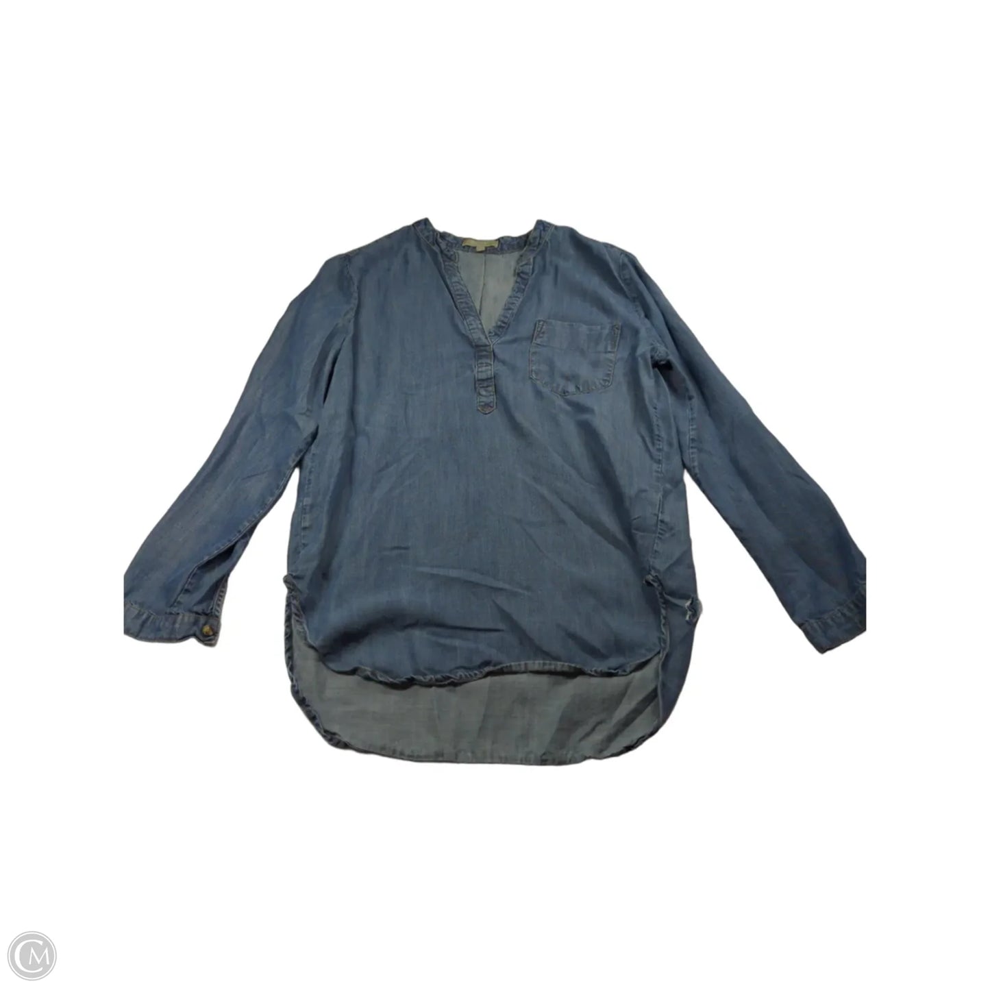 Top Long Sleeve By Joan Vass In Blue, Size: M