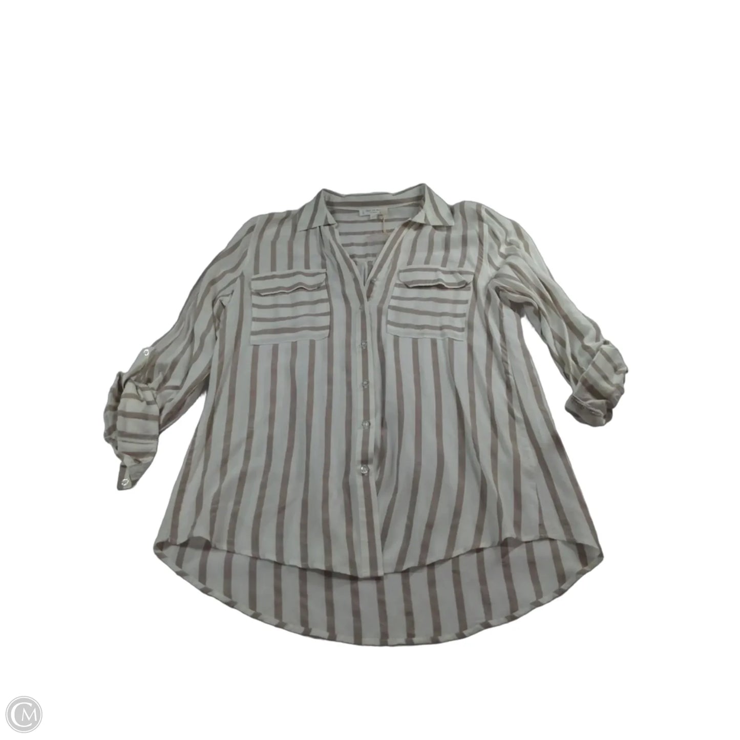 Top Long Sleeve By Blu Pepper In Brown & Cream, Size: L
