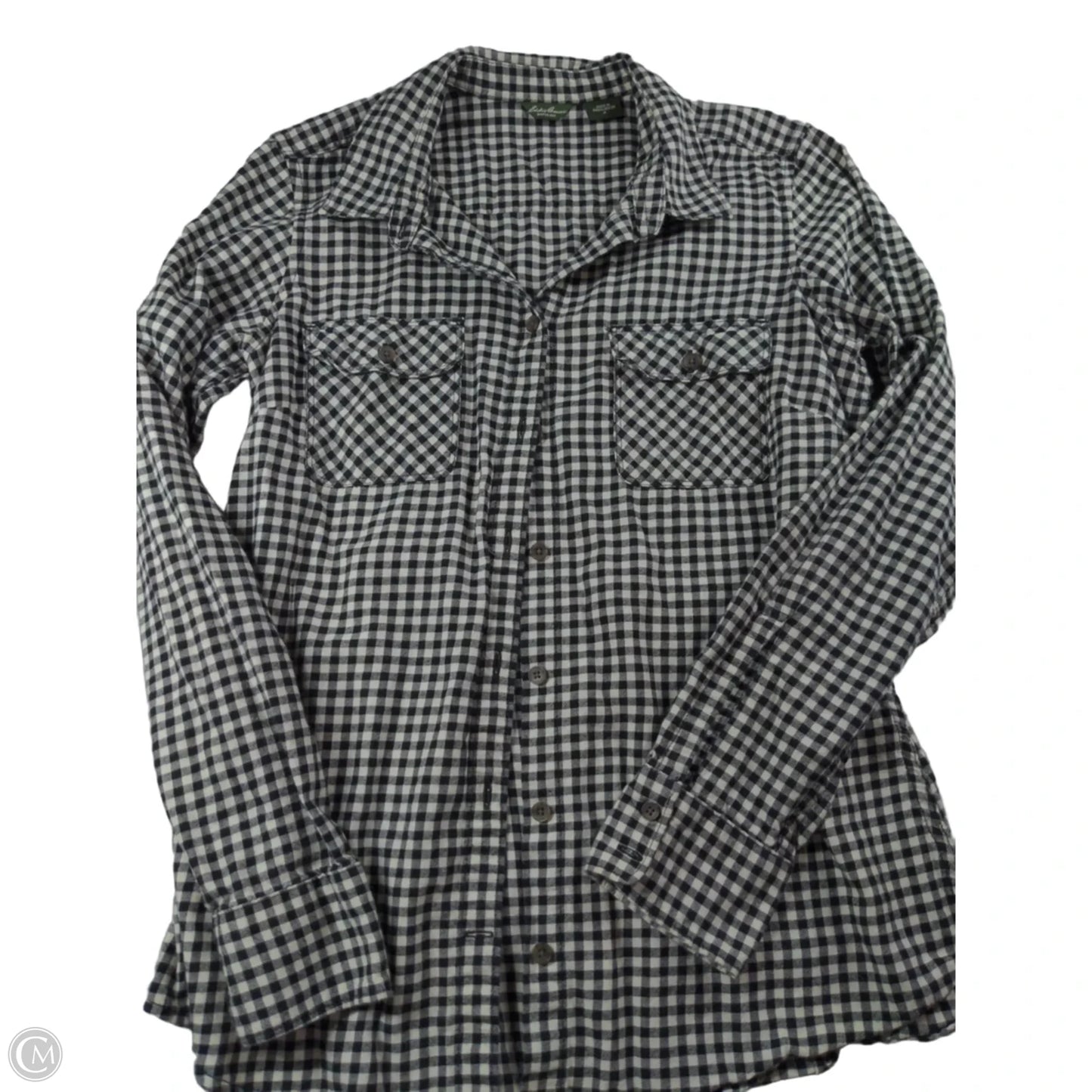 Top Long Sleeve By Eddie Bauer In Plaid Pattern, Size: M