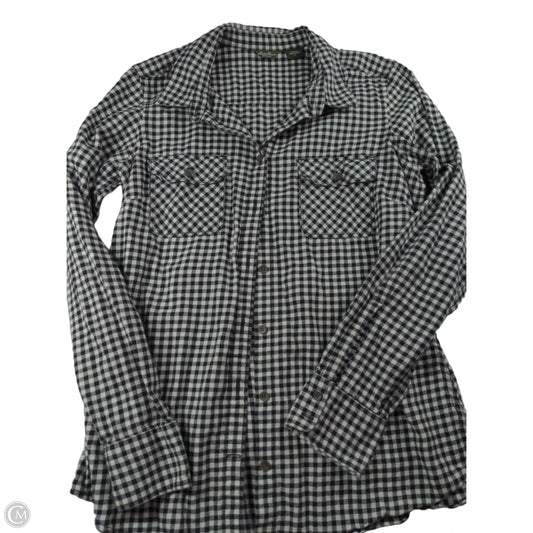 Top Long Sleeve By Eddie Bauer In Plaid Pattern, Size: M