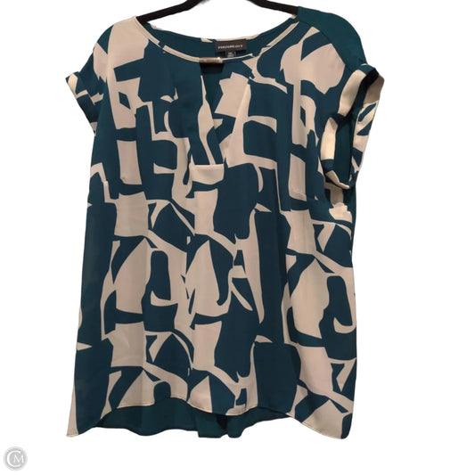 Blouse Sleeveless By Fortune & Ivy In Green & White, Size: Xxl
