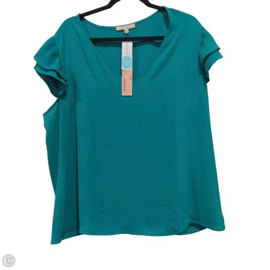 Blouse Short Sleeve By Les Serein In Green, Size: Xxl