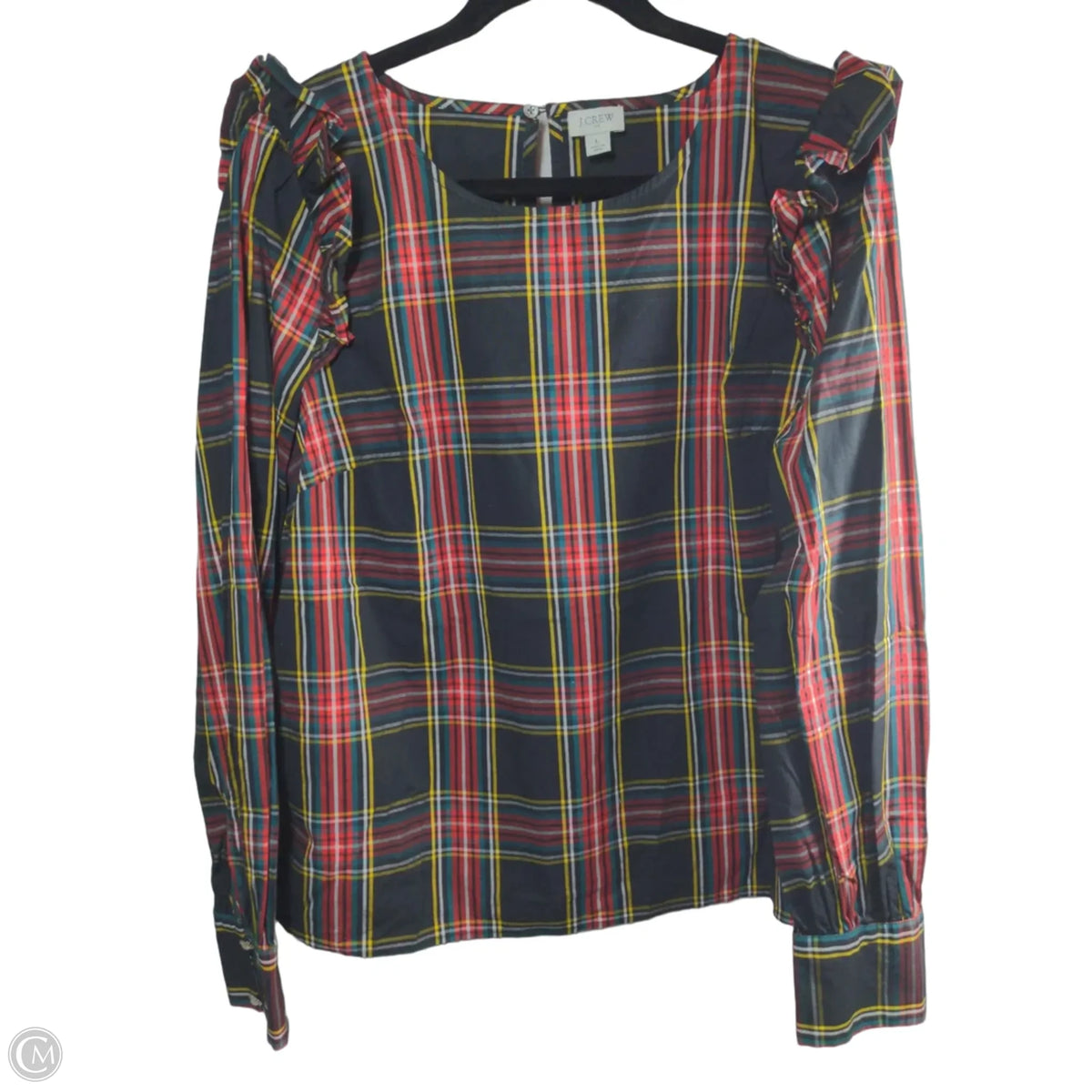 Top Long Sleeve By J. Crew In Plaid Pattern, Size: L