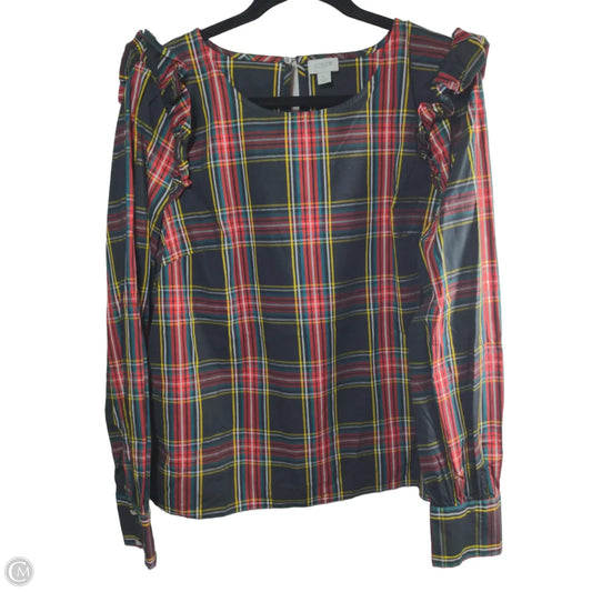 Top Long Sleeve By J. Crew In Plaid Pattern, Size: L