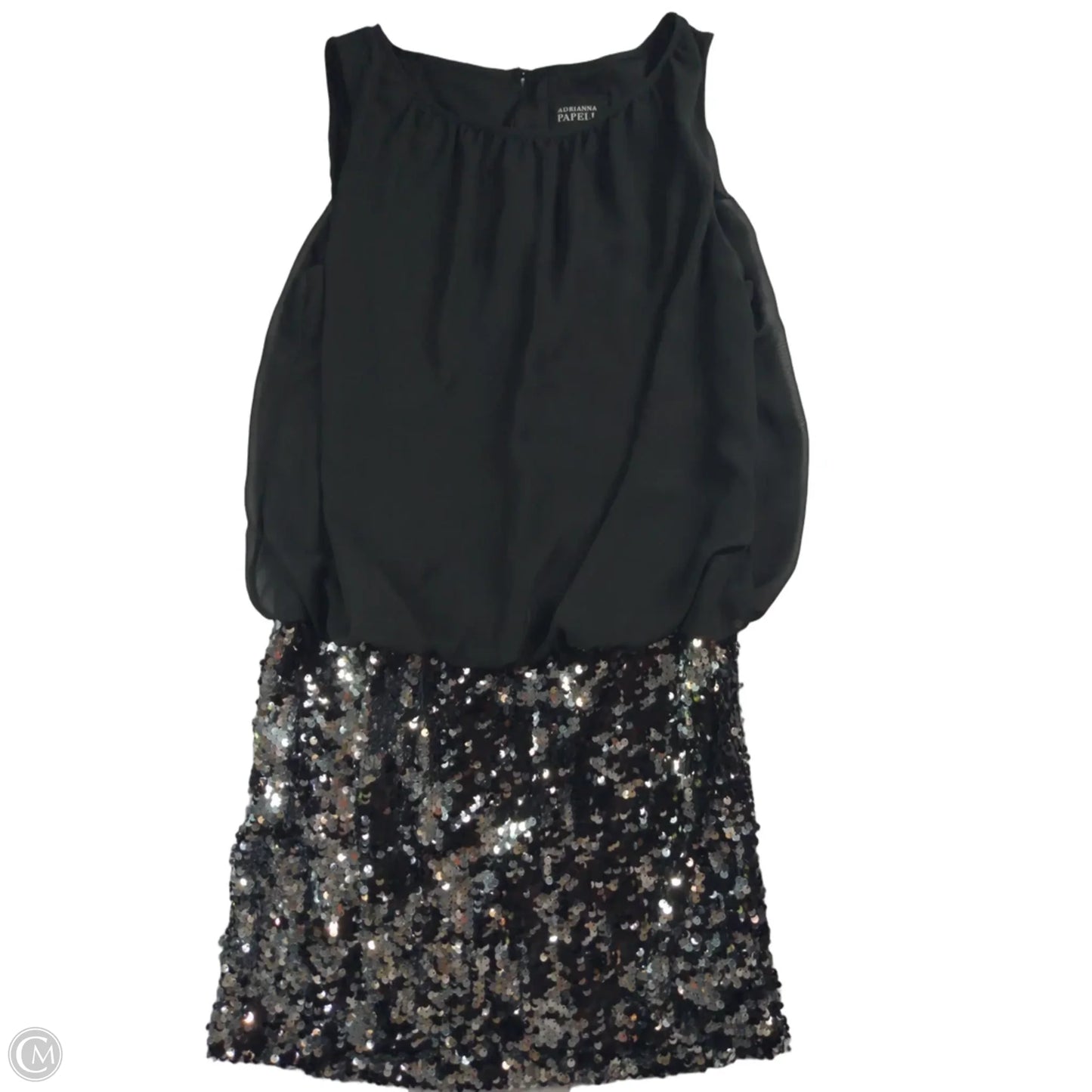 Dress Party Midi By Adrianna Papell In Black & Silver, Size: 8