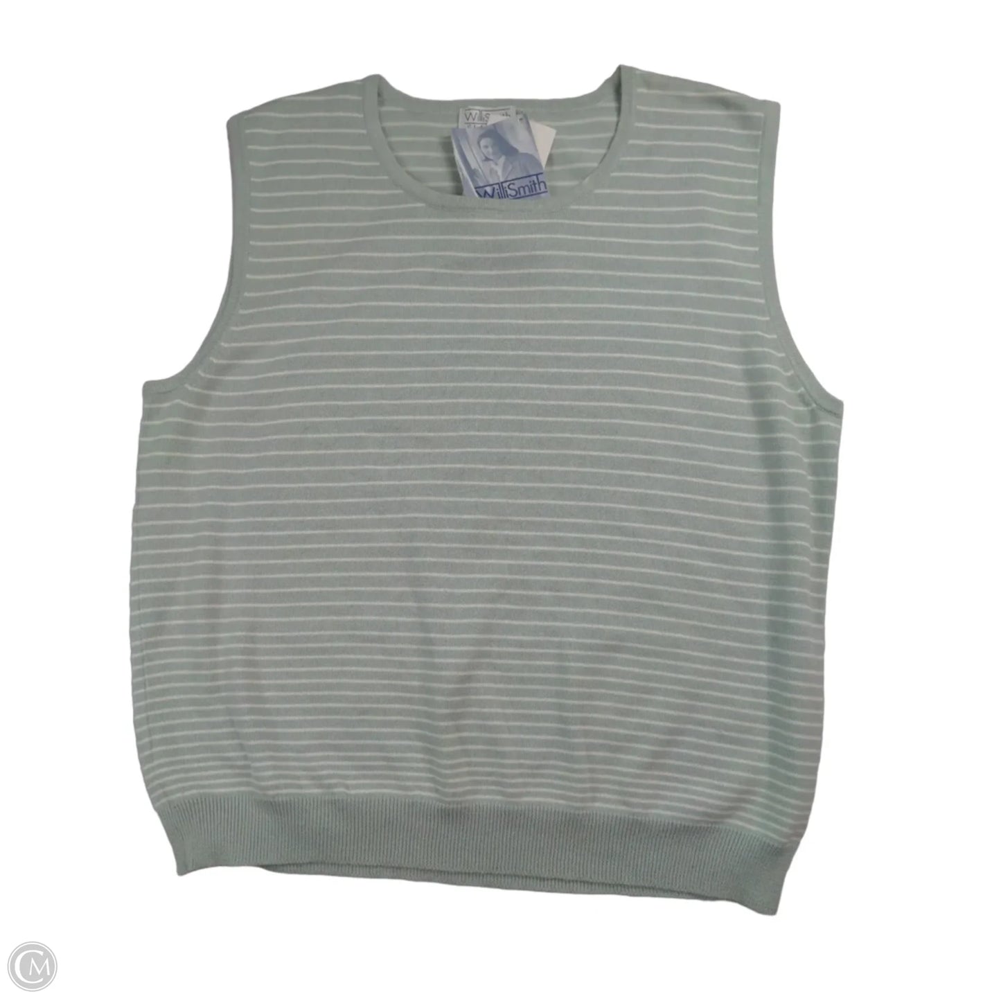 Top Sleeveless By Willi Smith In Green & White, Size: Xl