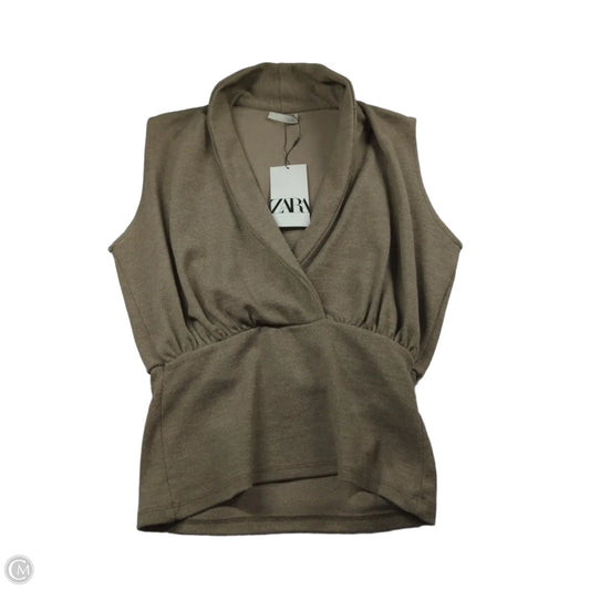Top Sleeveless By Zara In Brown, Size: M