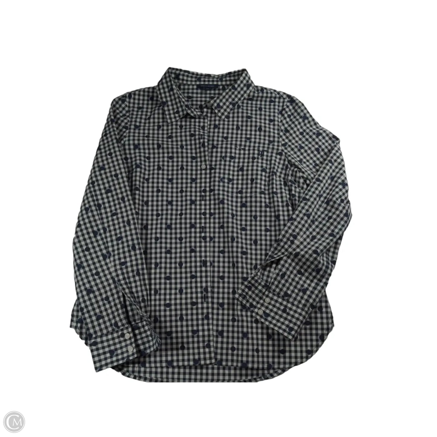 Blouse Long Sleeve By Tommy Hilfiger In Black & White, Size: L