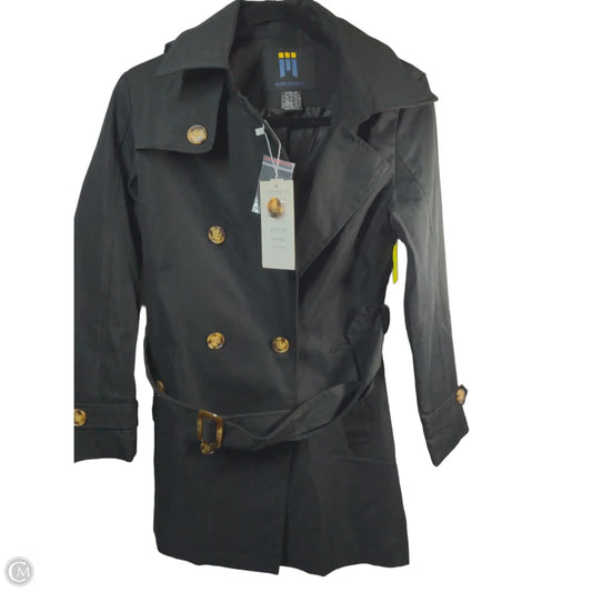 Coat Trench Coat By Clothes Mentor In Black, Size: Xs