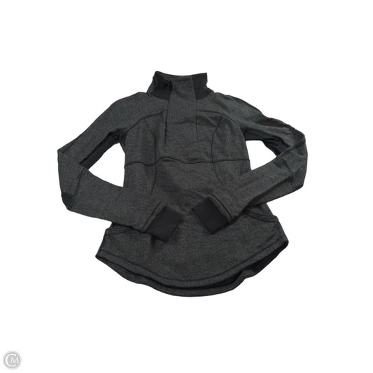 Athletic Top Long Sleeve Collar By Lululemon In Black & Grey, Size: 6
