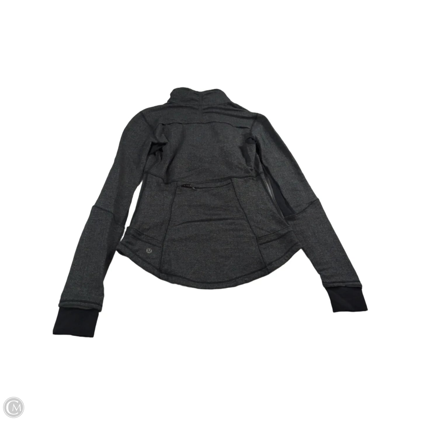 Athletic Top Long Sleeve Collar By Lululemon In Black & Grey, Size: 6