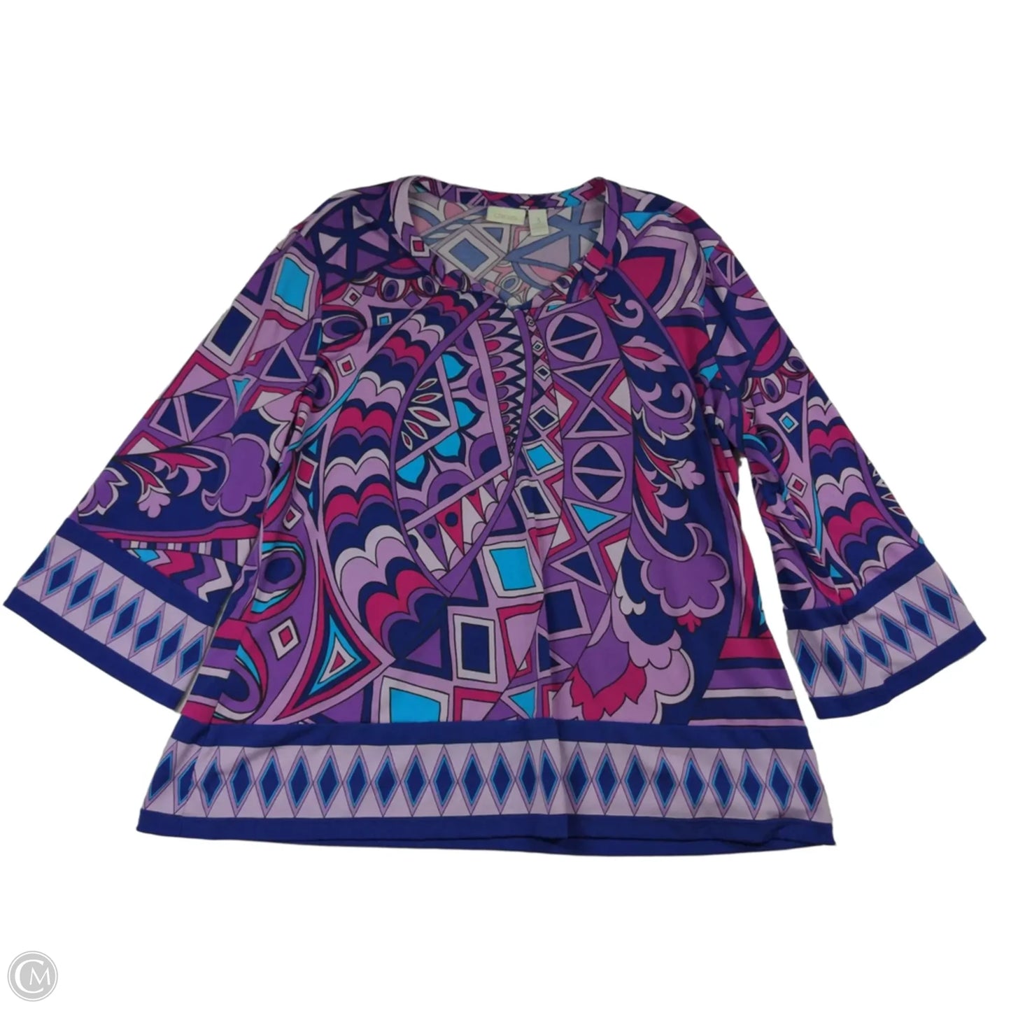 Top 3/4 Sleeve By Chicos In Purple, Size: Xl