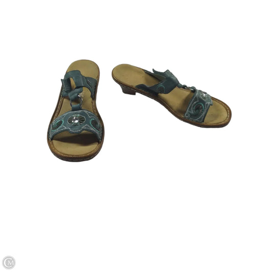Sandals Heels Kitten By Riekers In Blue & Tan, Size: 9.5