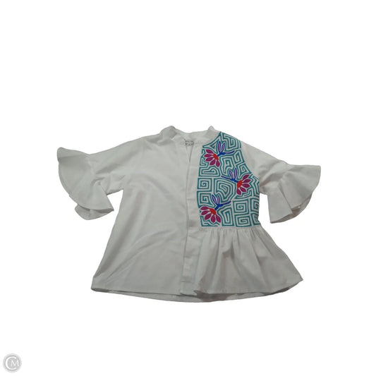 Blouse Short Sleeve By Clothes Mentor In White, Size: M