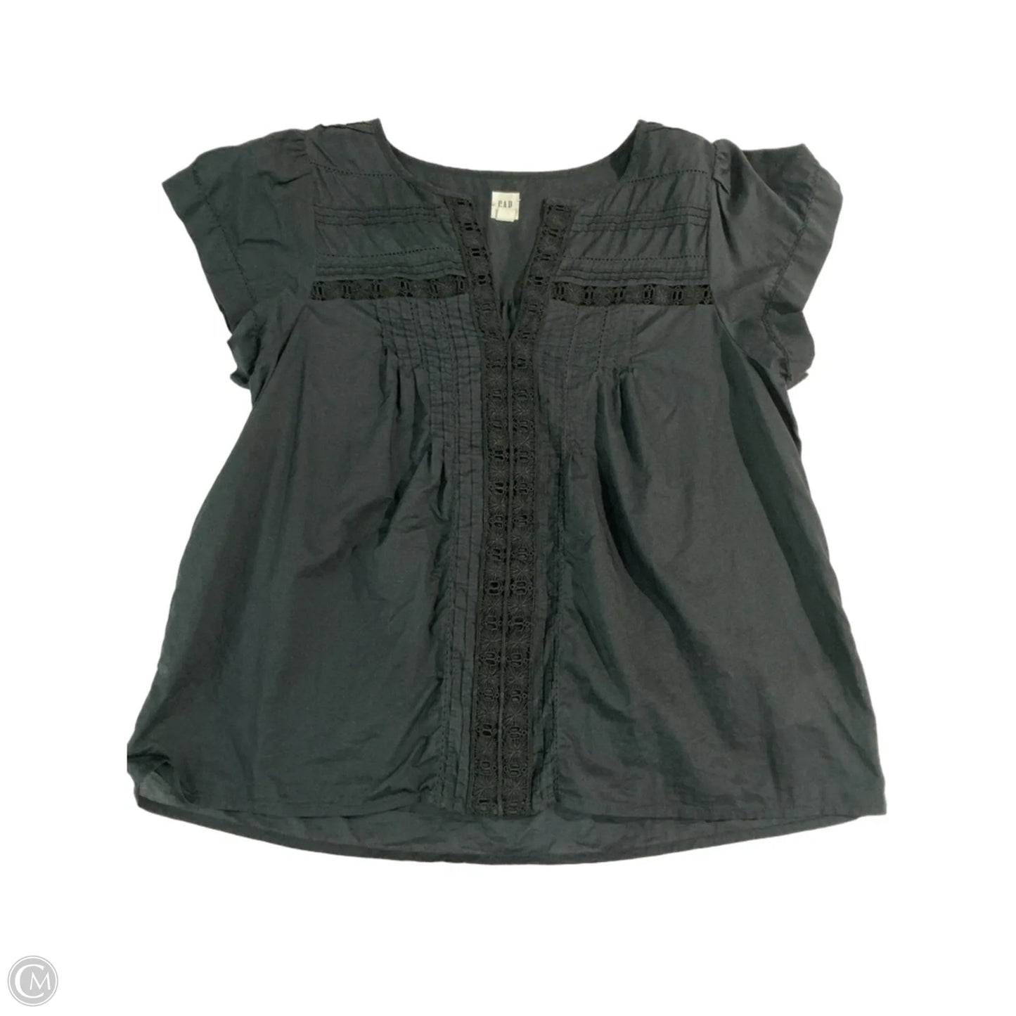Blouse Short Sleeve By Gap In Black, Size: S