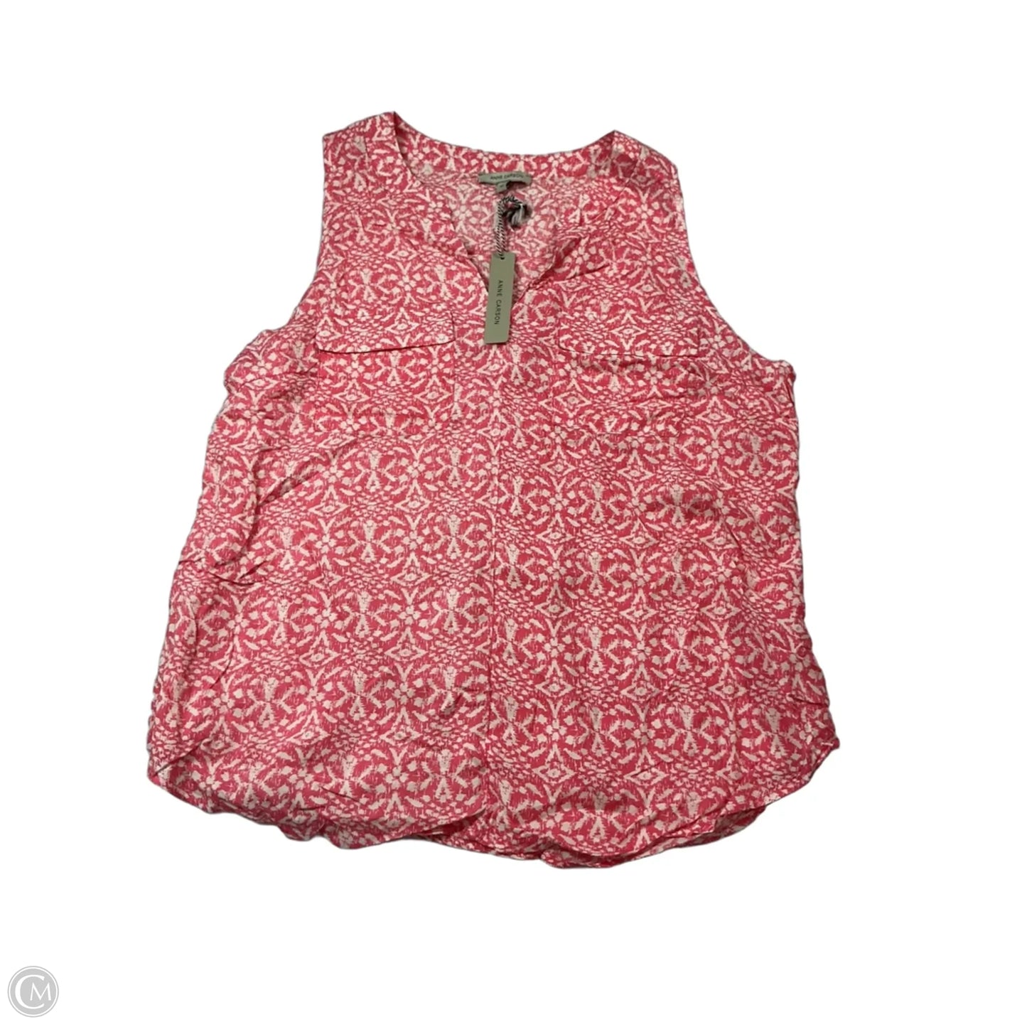 Top Sleeveless By Anne Carson In Pink & White, Size: Xl