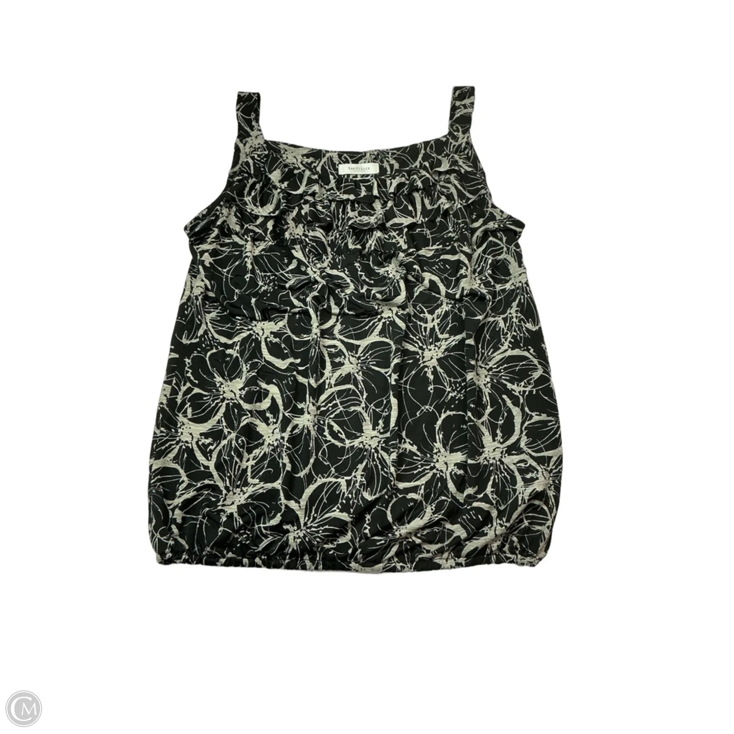 Top Sleeveless By Van Heusen In Black & Grey, Size: L