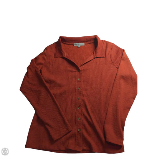 Blouse Long Sleeve By Absolutely Famous In Orange, Size: M