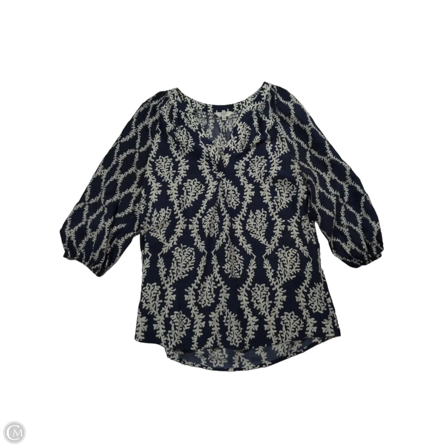 Top 3/4 Sleeve By Crown And Ivy In Blue & White, Size: Xs