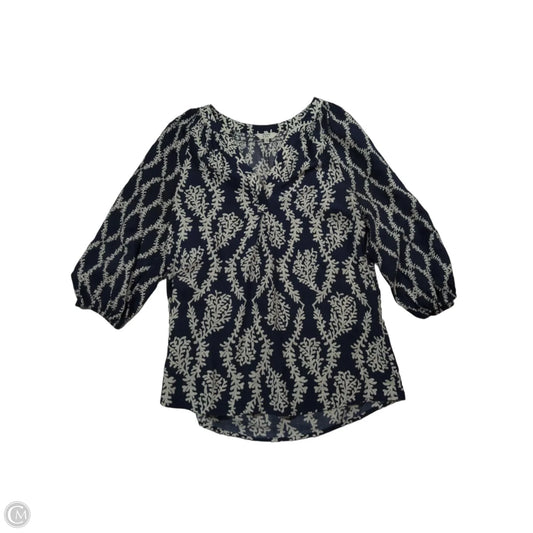 Top 3/4 Sleeve By Crown And Ivy In Blue & White, Size: Xs