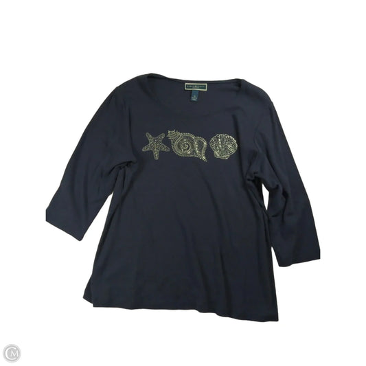 Top 3/4 Sleeve By Kendra Scott In Blue & White, Size: 1x