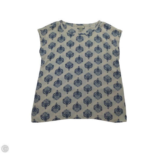 Top Sleeveless By Loft In Blue & Cream, Size: M