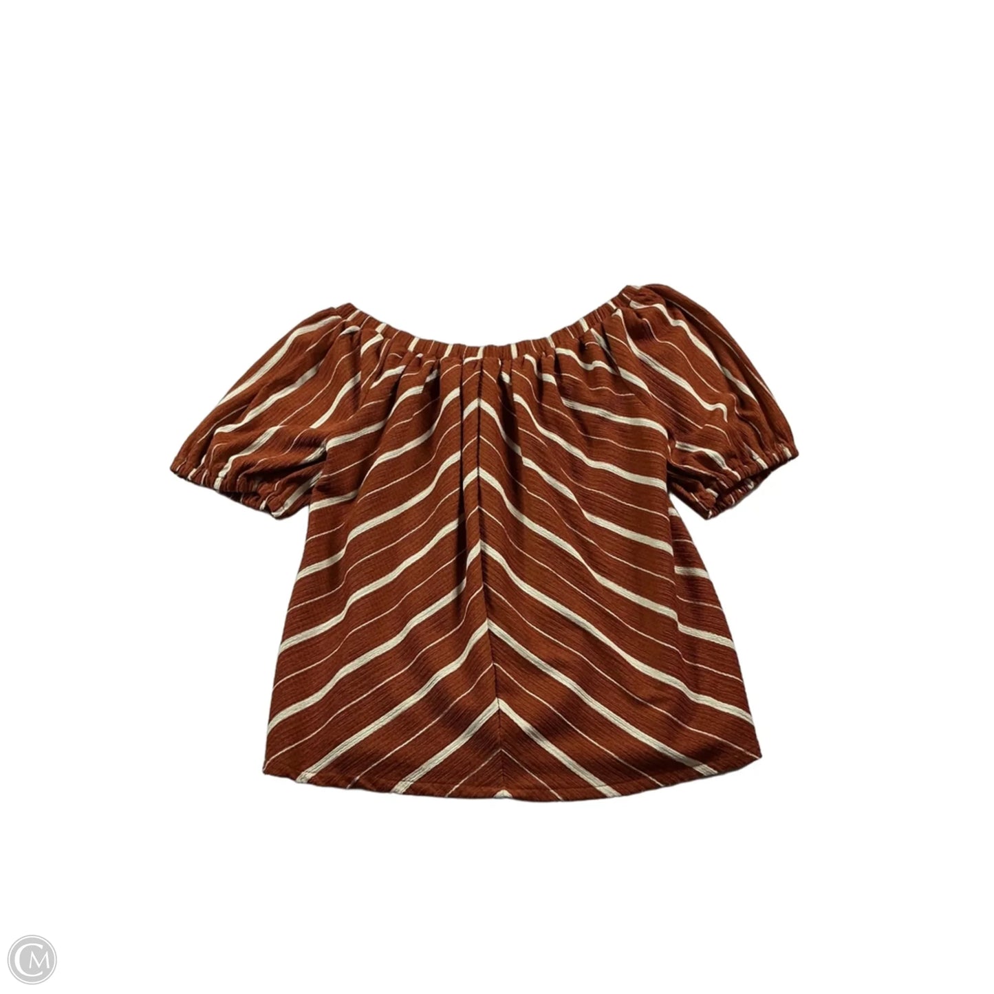 Top Short Sleeve By Anthropologie In Orange & White, Size: Xs