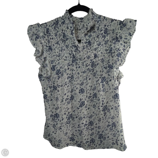 Top Short Sleeve By Adiva In Blue & White, Size: S