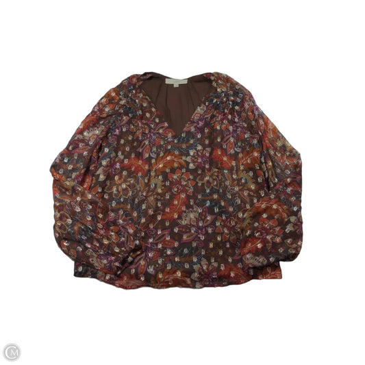 Blouse Long Sleeve By Loft In Multi-colored, Size: M