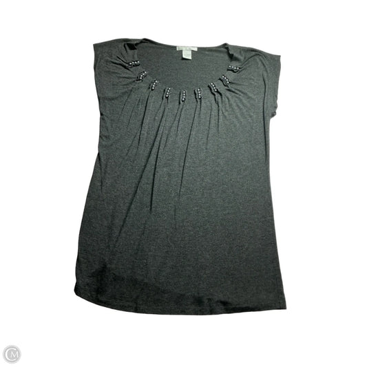 Top Short Sleeve By Design History In Grey, Size: L