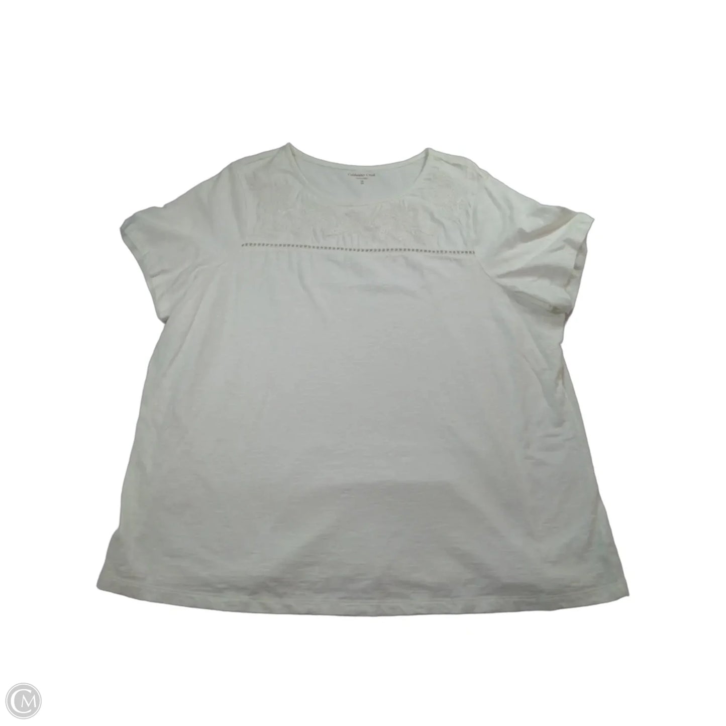Top Short Sleeve By Coldwater Creek In White, Size: 3x