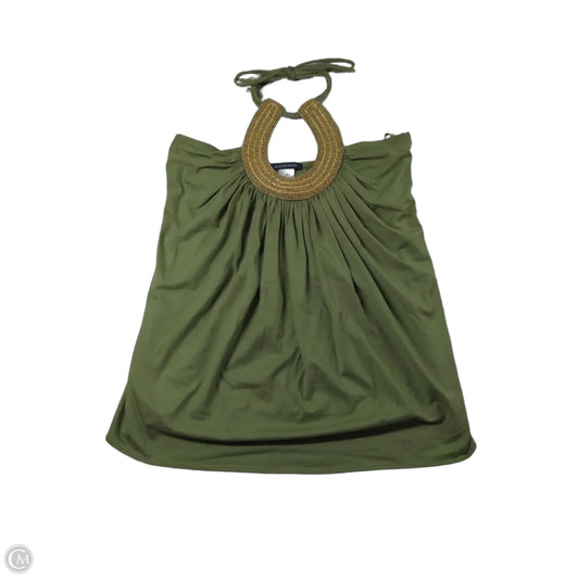 Top Sleeveless By Boston Proper In Green & Tan, Size: M