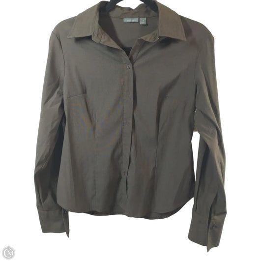 Blouse Long Sleeve By Apt 9 In Brown, Size: S