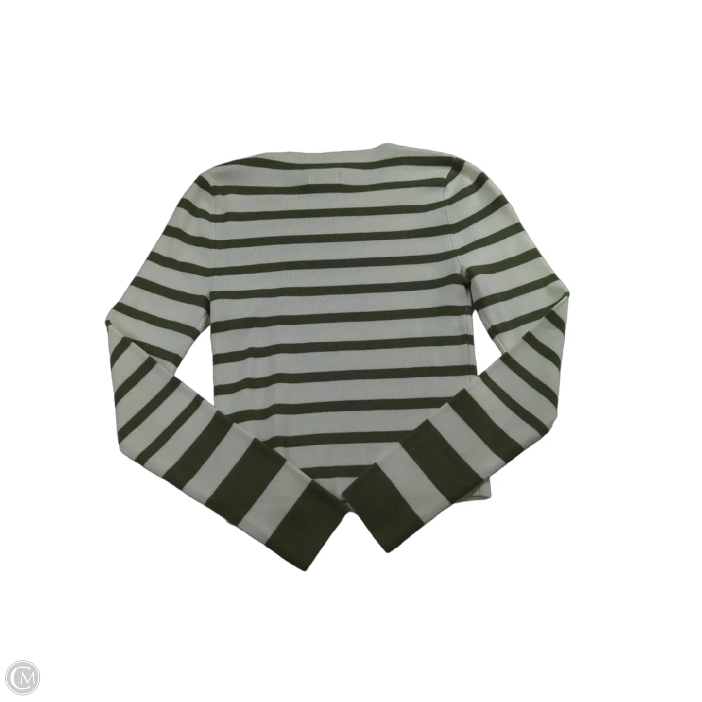 Top Long Sleeve By Maeve In Green & White, Size: S