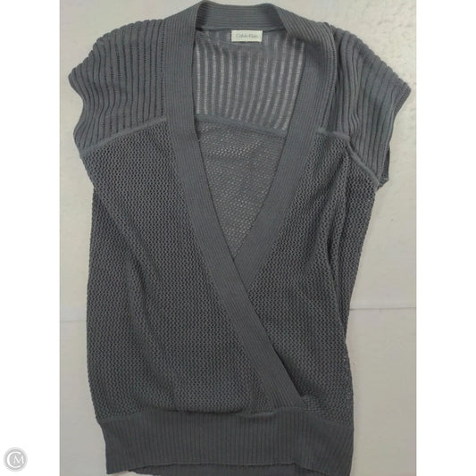 Sweater Short Sleeve By Calvin Klein In Grey, Size: L