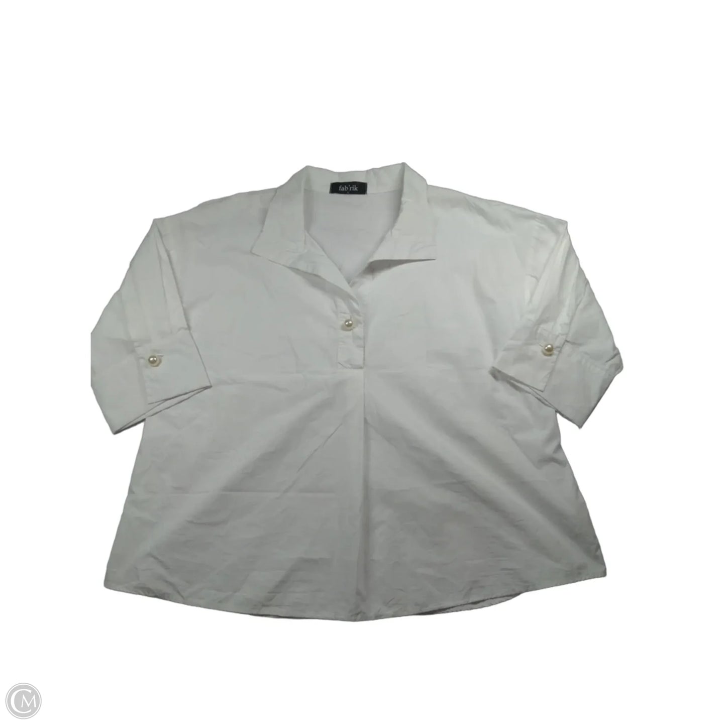 Top 3/4 Sleeve By Fabrik In White, Size: L