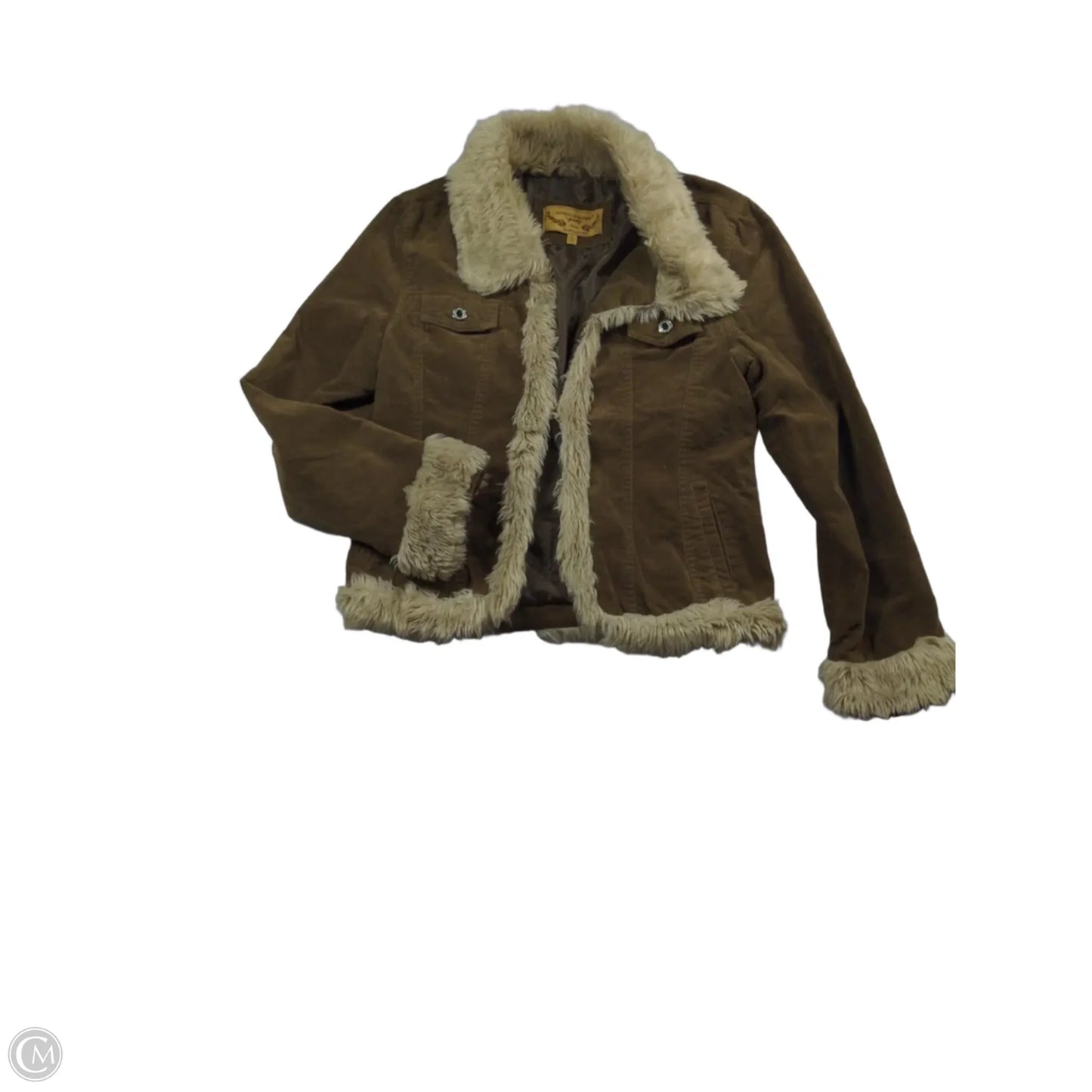 Jacket Faux Fur & Sherpa By Clothes Mentor In Brown, Size: L