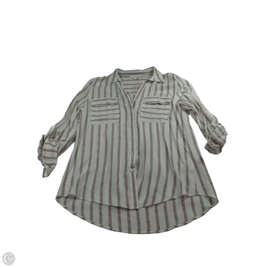 Top Long Sleeve By Blu Pepper In Brown & Cream, Size: L