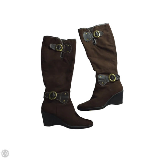 Boots Knee Heels By Clothes Mentor In Brown, Size: 6.5