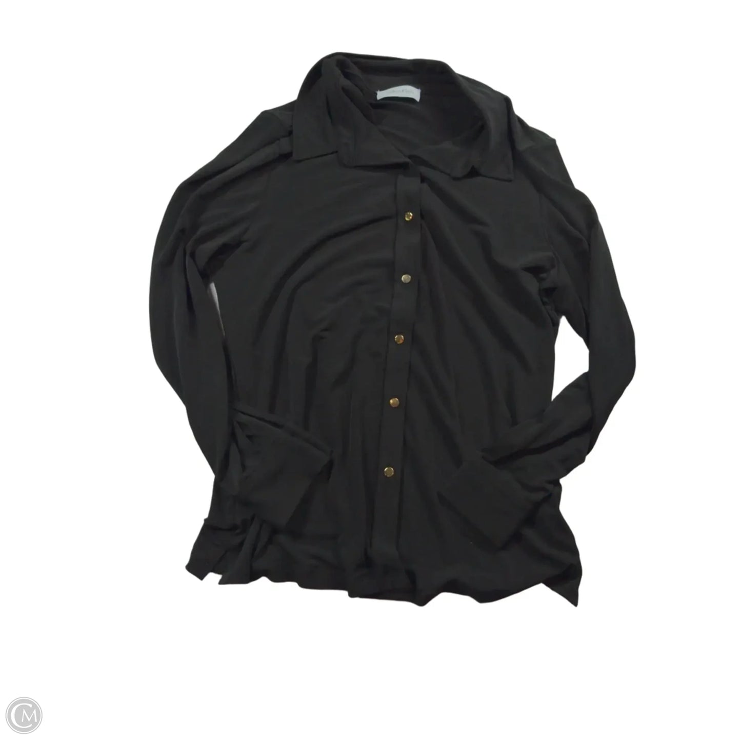 Top 3/4 Sleeve By Calvin Klein In Black & Gold, Size: M