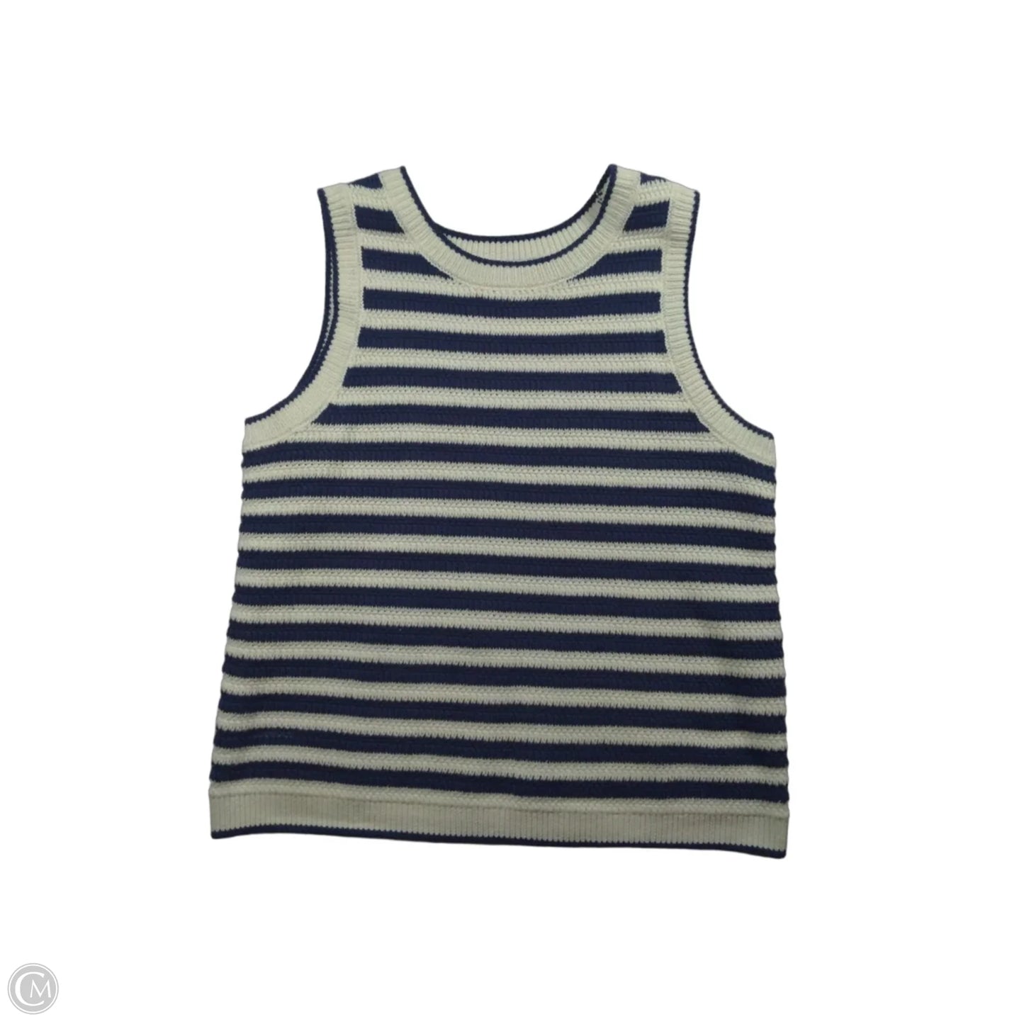 Sweater Cardigan By Nine West In Blue & White, Size: L