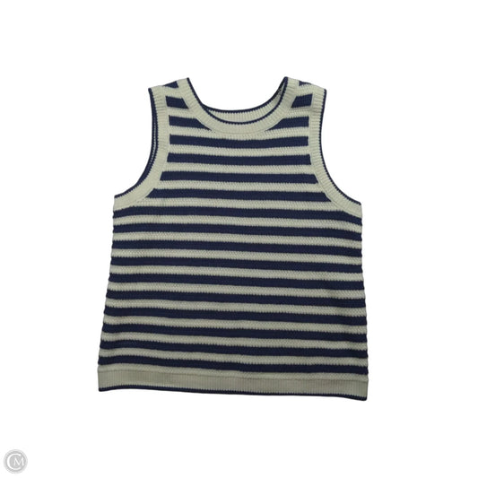 Sweater Cardigan By Nine West In Blue & White, Size: L