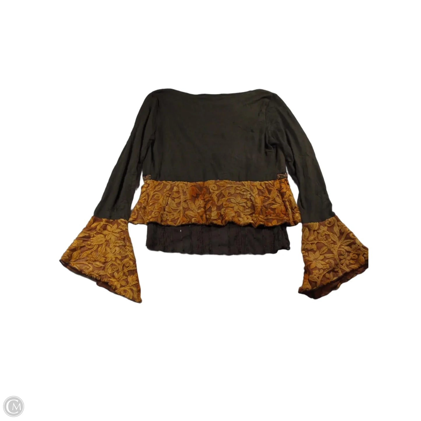Top 3/4 Sleeve By Moa Moa In Brown & Orange, Size: M