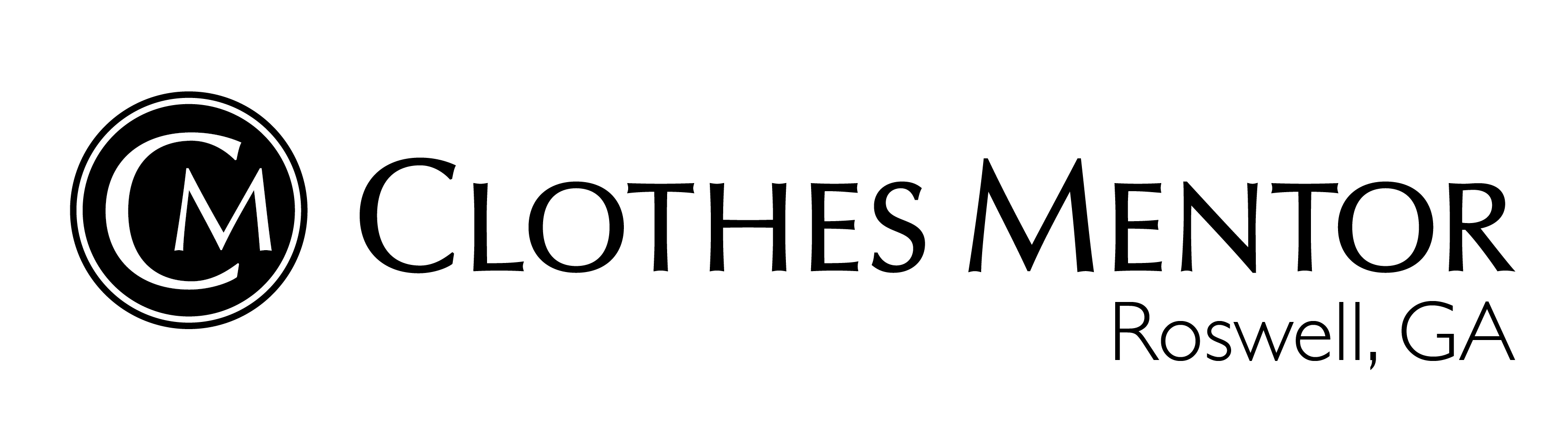 Clothes Mentor logo with 'Roswell, GA' text on a white background